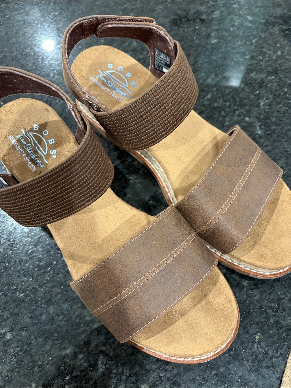 Bobs by Skechers Brown Platform Espadrille Sandals